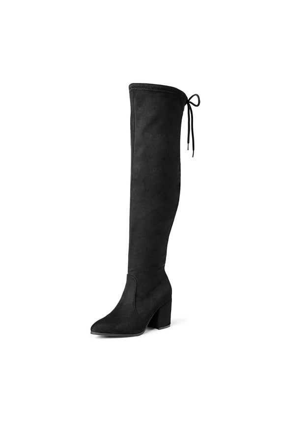 Women’s Block Heel Boots Thigh-High Stretch Fashion Long Style