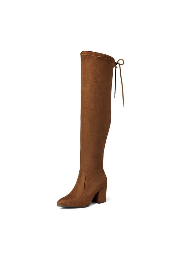 Women’s Block Heel Boots Thigh-High Stretch Fashion Long Style