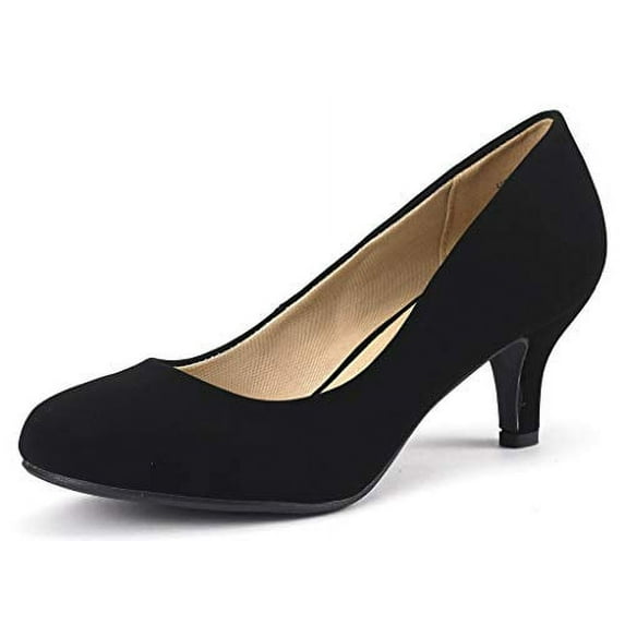 Dream Pairs Women's Bridal Wedding Party Low Heel Pump Shoes Luvly Black/Nubuck Size 11