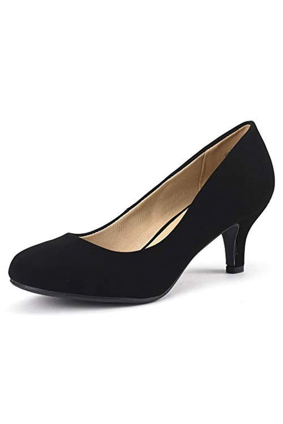 Women's Bridal Wedding Party Low Heel Pump Shoes Luvly Black/Nubuck Size 7.5