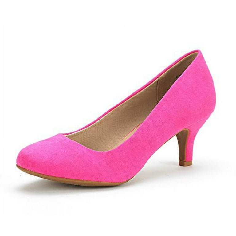 Dream Pairs Women s Bridal Wedding Party Low Heel Pump Shoes Luvly Fuchsia Suede Size 9.5 Walmart