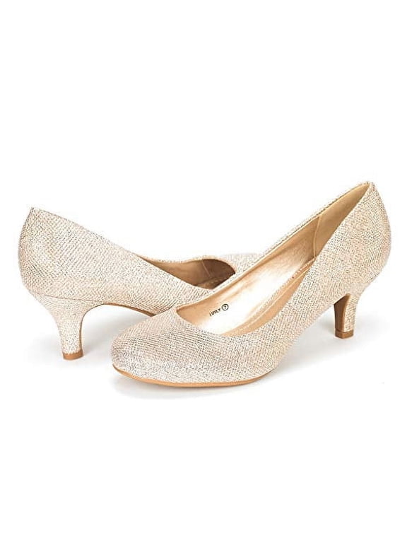 Women's Bridal Wedding Party Low Heel Pump Shoes Luvly Gold Size 5.5