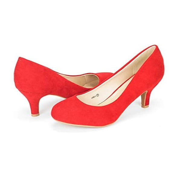 Dream Pairs Women's Bridal Wedding Party Low Heel Pump Shoes Luvly Red Size 9.5