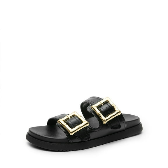 Dream Pairs Women’s Buckle Slide Sandals – Vegan Leather Flatform Sandals with Supportive Footbe