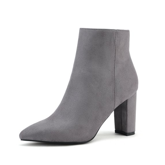 Dream Pairs Women's Casual Chunky High Heel Ankle Booties Party Dress Shoes SIANNA-1 LIGHT/GREY Size 9