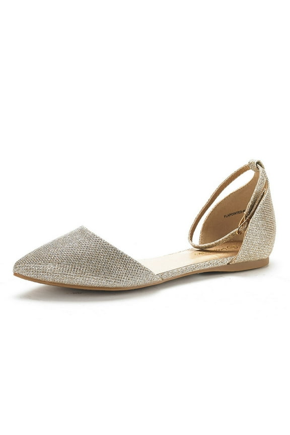 Women's Casual D'Orsay Pointed Plain Ballet Comfort Soft Slip On Flats Shoes GOLD/GLITTER FLAPOINTED-NEW size 7