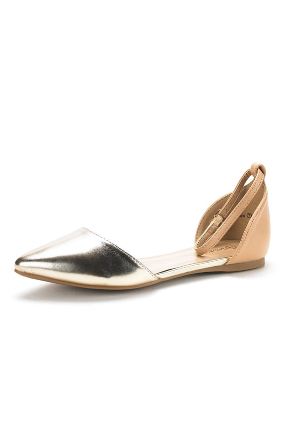 Women's Casual D'Orsay Pointed Plain Ballet Comfort Soft Slip On Flats Shoes NUDE/GOLD FLAPOINTED-NEW size 6