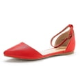 thumbnail image 1 of Dream Pairs Women's Casual D'Orsay Pointed Plain Ballet Comfort Soft Slip On Flats Shoes RED/PU FLAPOINTED-NEW size 7, 1 of 4