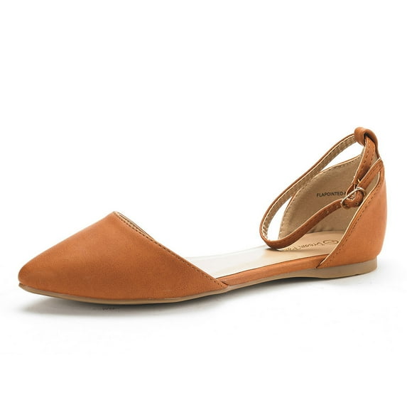 Dream Pairs Women's Casual D'Orsay Pointed Plain Ballet Comfort Soft Slip On Flats Shoes TAN/PU FLAPOINTED-NEW size 6.5