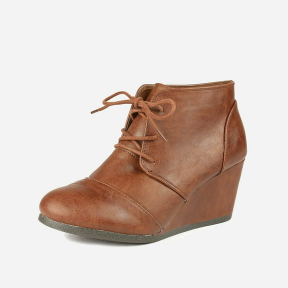 Dream Pairs Women's Casual Fashion Lace-Up Wedge Ankle Booties Low Heel Design