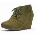 thumbnail image 1 of Dream Pairs Women's Casual Fashion Outdoor Lace Up Low Wedge Heel Booties Shoes TOMSON ARMY/GREEN Size 8.5, 1 of 3