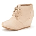 thumbnail image 1 of Dream Pairs Women's Casual Fashion Outdoor Lace Up Low Wedge Heel Booties Shoes TOMSON BEIGE Size 10, 1 of 3