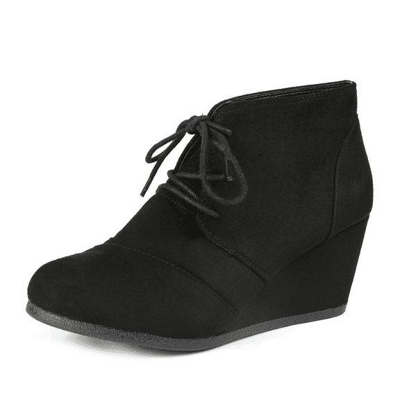 Dream Pairs Women's Casual Fashion Lace-Up Wedge Ankle Booties Low Heel Design