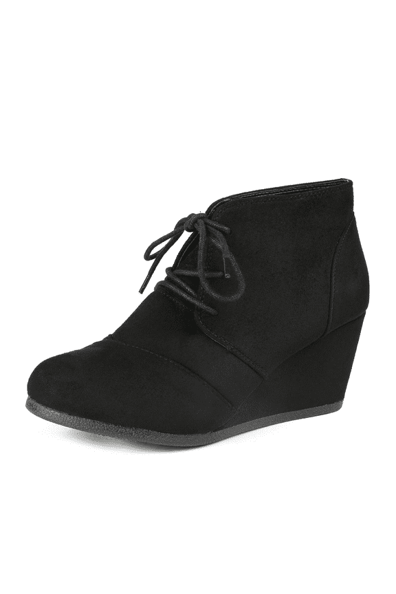 Women's Casual Fashion Lace-Up Wedge Ankle Booties Low Heel Design