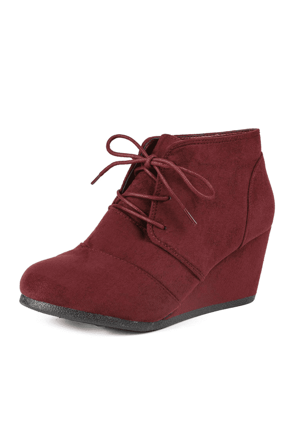 Women's Casual Fashion Lace-Up Wedge Ankle Booties Low Heel Design
