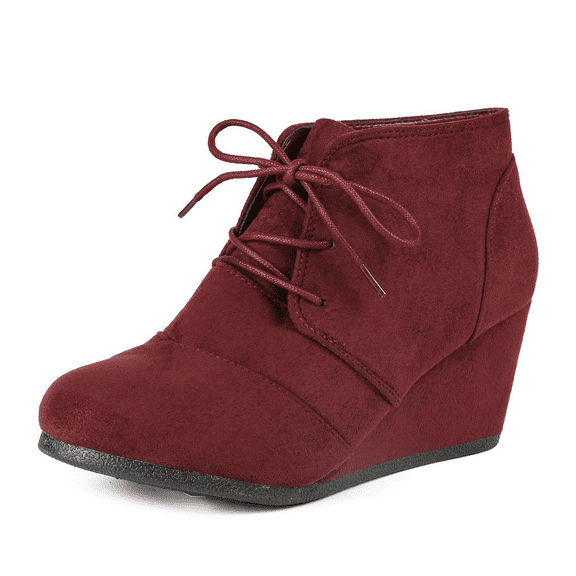 Dream Pairs Women's Casual Fashion Lace-Up Wedge Ankle Booties Low Heel Design