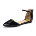 thumbnail image 1 of Dream Pairs Women's Casual Flats Shoes Pointed Toe Wedding Flat Shoes Adjustable Ankle Strap Flats for Women Flapointed-Ankle Black/Pat 11, 1 of 3