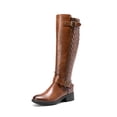 thumbnail image 1 of Dream Pairs Women's Chunky Block Heel Knee-High Boots Round Toe Side Zipper Riding Buckles & Biker Style, 1 of 8