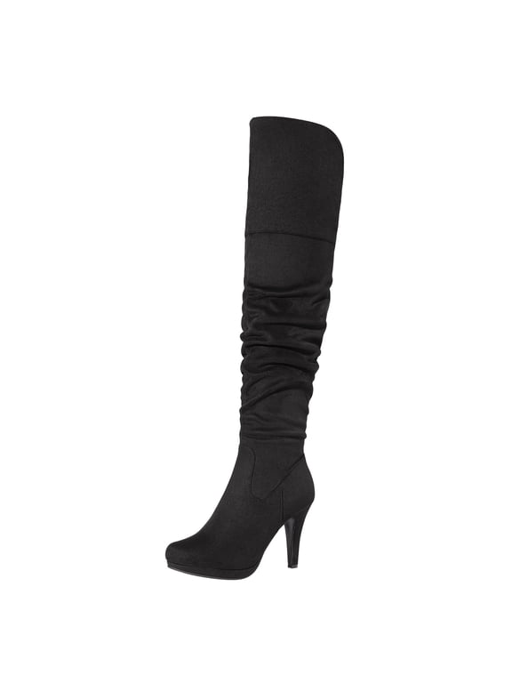 Women's Chunky Heel Boots HIGHPLAT Thigh-High Style