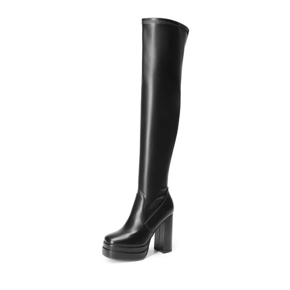 Dream Pairs Women's Chunky High Heels Platform Over The Knee Boots Square Toe Fall Y2K Gogo Long Design