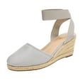 thumbnail image 1 of BURUDANI Women's Comfort Elastic Ankle Strap Shoes Espadrilles Wedge Sandals GREY Size 5.5, 1 of 6