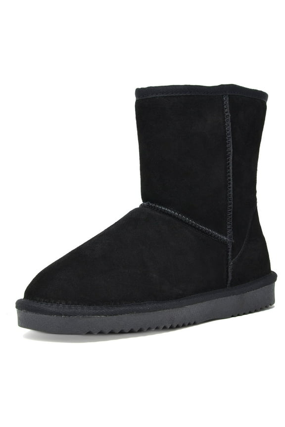 Women's Comfort Suede Mid Calf Warm Winter Snow Boots Shorty_New Black Size 10