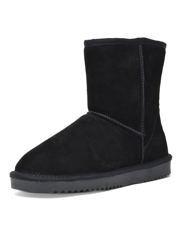 Women's Comfort Suede Mid Calf Warm Winter Snow Boots Shorty_New Black Size 9