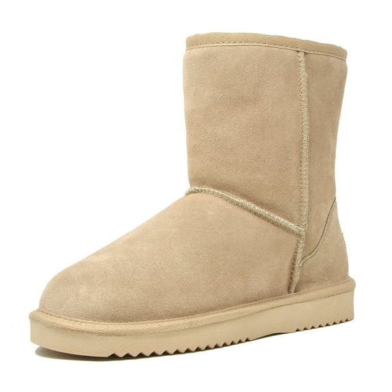 Dream Pairs Women's Comfort Suede Mid Calf Warm Winter Snow Boots Shorty_New Sand Size 7