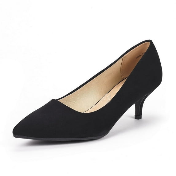 Dream Pairs Women's Dress Pump Shoes Low Heel Pointed Toe Wedding Party Heel Shoes Moda Black/Suede Size 7.5