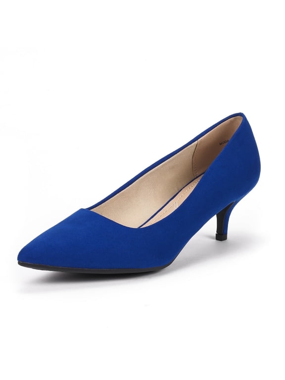 Women's Dress Pump Shoes Low Heel Pointed Toe Wedding Party Heel Shoes Moda Royal/Blue Size 6.5