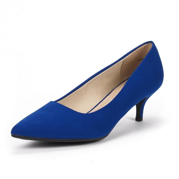 Dream Pairs Women's Dress Pump Shoes Low Heel Pointed Toe Wedding Party Heel Shoes Moda Royal/Blue Size 6