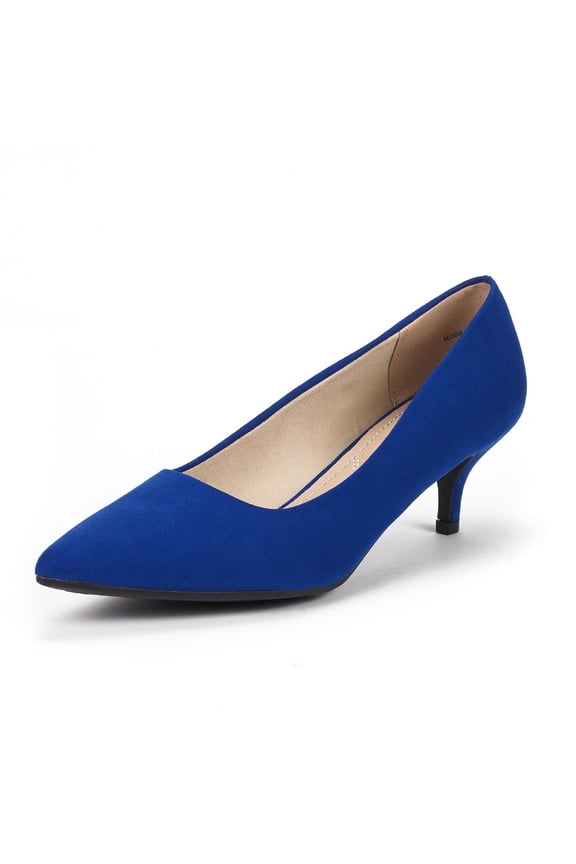 Women's Dress Pump Shoes Low Heel Pointed Toe Wedding Party Heel Shoes Moda Royal/Blue Size 8