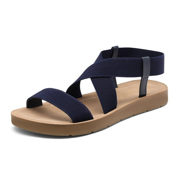 Dream Pairs Women's Elastic Ankle Strap Summer Flat Sandals