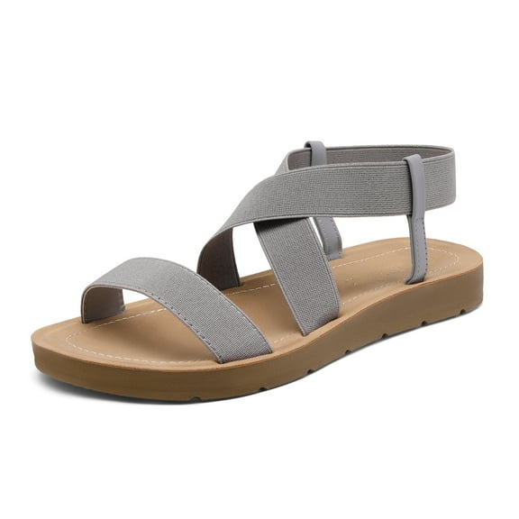 Dream Pairs Women's Elastic Ankle Strap Summer Flat Sandals