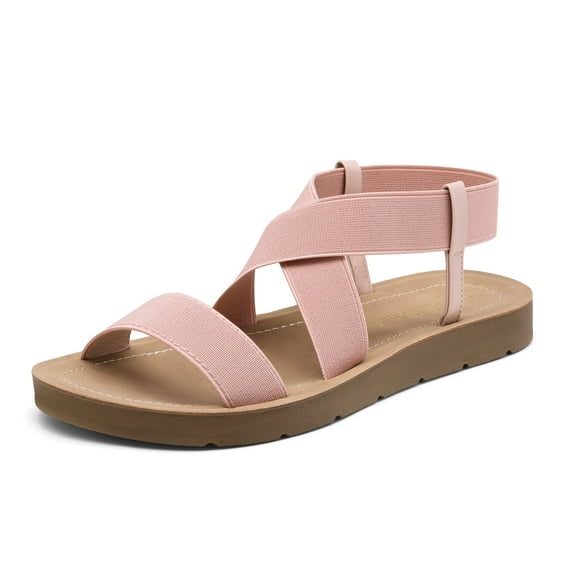 Dream Pairs Women's Elastic Ankle Strap Summer Flat Sandals
