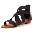 thumbnail image 1 of Dream Pairs Women's Elastic Classic Gladiator Ankle Strap Low Wedges Flat Sandals, 1 of 8