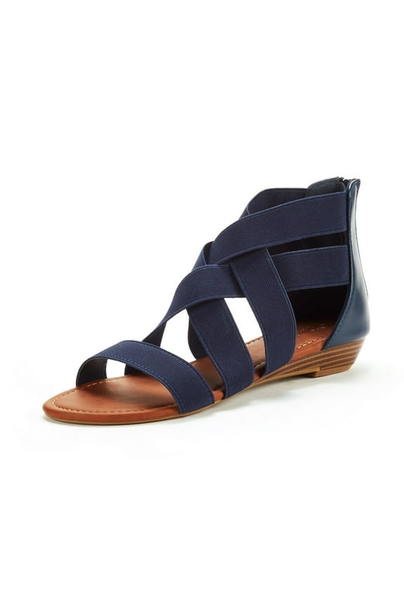 Women's Elastic Classic Gladiator Ankle Strap Low Wedges Flat Sandals Elastica8