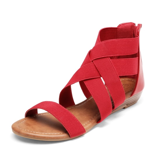 Dream Pairs Women's Elastic Classic Gladiator Ankle Strap Low Wedges Flat Sandals Elastica8