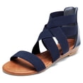 thumbnail image 1 of Dream Pairs Women's Elastic Classic Gladiator Ankle Strap Low Wedges Flat Sandals Elastica8, 1 of 7