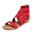 thumbnail image 1 of Dream Pairs Women's Elastic Classic Gladiator Ankle Strap Low Wedges Flat Sandals, 1 of 7