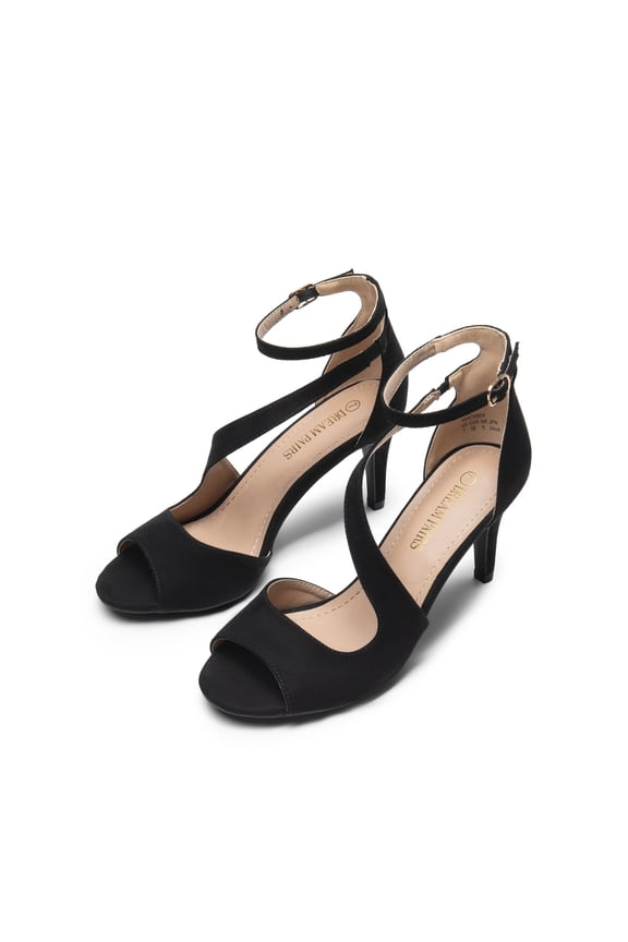 Women's Fashion Ankle Strap Open Toe Stilettos Comfort Party Wedding Heel Sandals BLACK Size 10