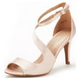 thumbnail image 1 of Dream Pairs Women's Fashion Ankle Strap Open Toe Stilettos Wedding Party Heel Sandals NILE CHAMPAGNE Size 8.5, 1 of 3