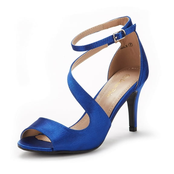 Dream Pairs Women's Fashion Ankle Strap Open Toe Stilettos Wedding Party Heel Sandals NILE ROYAL/BLUE Size 9.5