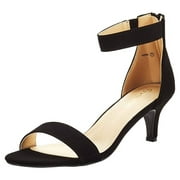 Dream Pairs Women's Fashion Ankle Strap Stilettos Low Heel Open Toe Sandals Party Dress Shoes FIONA BLACK/NUBUCK Size 9