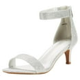 thumbnail image 1 of Dream Pairs Women's Fashion Ankle Strap Stilettos Low Heel Open Toe Sandals Party Dress Shoes FIONA SILVER/GLITTER Size 7.5, 1 of 5