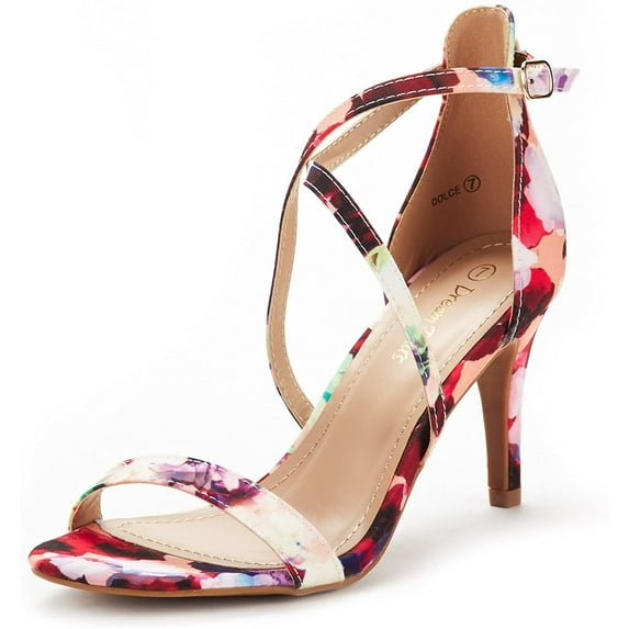 Dream Pairs Women's Fashion Ankle Strap Stilettos Open Toe Sandals Pump Heel Sandals DOLCE FLORAL Size 11