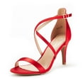 thumbnail image 1 of Dream Pairs Women's Fashion Ankle Strap Stilettos Open Toe Sandals Pump Heel Sandals DOLCE RED Size 5, 1 of 5