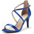 thumbnail image 1 of Dream Pairs Women's Fashion Ankle Strap Stilettos Open Toe Sandals Pump Heel Sandals DOLCE ROYAL/BLUE Size 10, 1 of 5