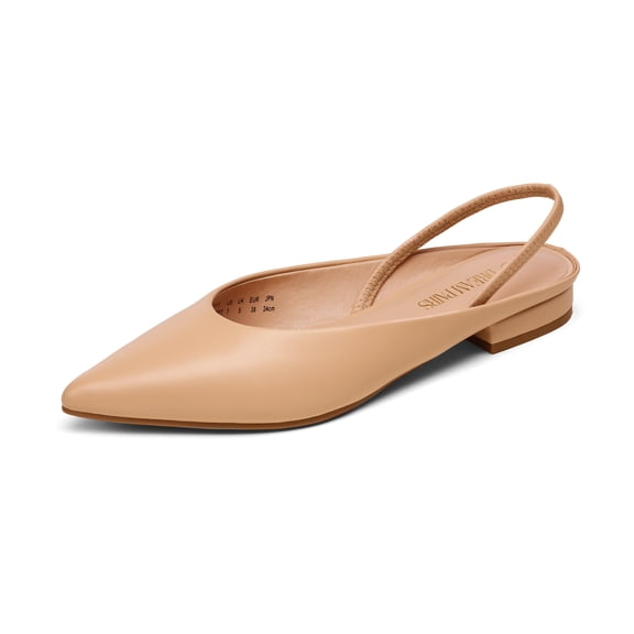 Dream Pairs Women's Fashion Ballet Flats Dressy Pointed Toe Slingback Flats Shoes DFA2111 NUDE/PU Size 9.5