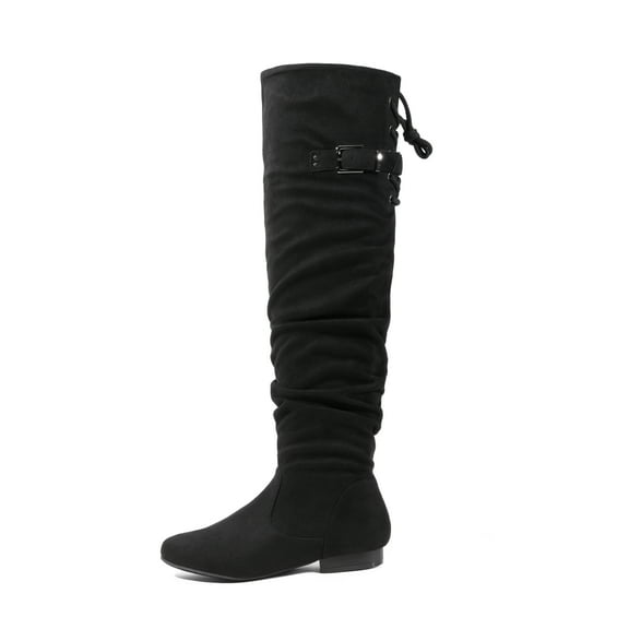 BURUDANI Women's Fashion Casual Over The Knee Pull On Slouchy Boots COLBY BLACK Size 9